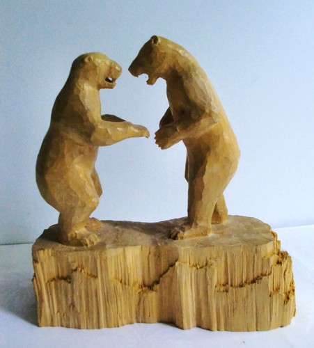 Holzskulptur kämpfende - holzskulptur, "kämpfende