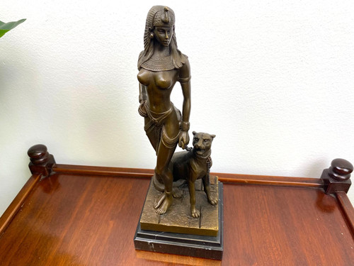 Bronze skulptur cleopatra mit - bronze,