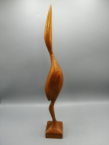 Elegante holzskulptur reiher - holzskulptur, /