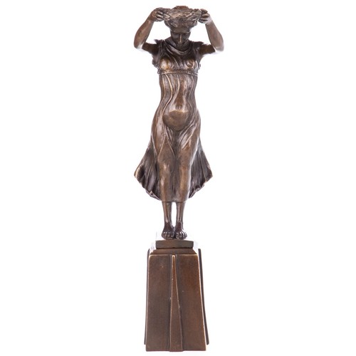Bronze skulptur frau mit - bronze,