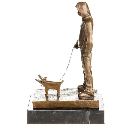 Bronze skulptur mann mit hund - mann,